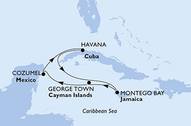 Cuba, Jamaica, Ilhas Cayman, México