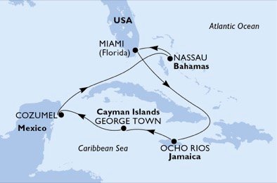 Estados Unidos, Jamaica, Ilhas Cayman, México, Bahamas