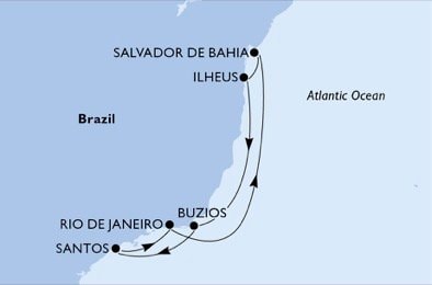 Santos > Rio de Janeiro + Salvador + Ilhéus + Búzios