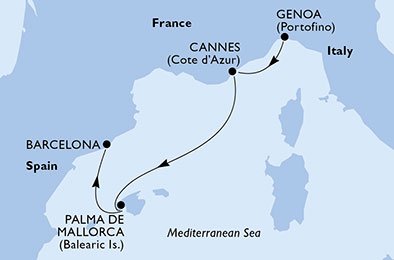 crociera msc U7F7 itinerario della crociera in
italia, francia, spagna su MSC FANTASIA