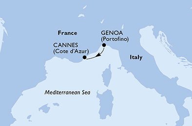 crociera msc U7F8 itinerario della crociera in
italia, francia su MSC FANTASIA