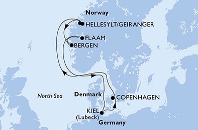 crociera msc U7K7 itinerario della crociera in
germania, danimarca, norvegia su MSC PREZIOSA