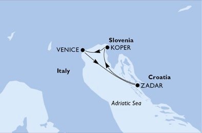 crociera msc U7VZ itinerario della crociera in
italia, croazia, slovenia su MSC POESIA