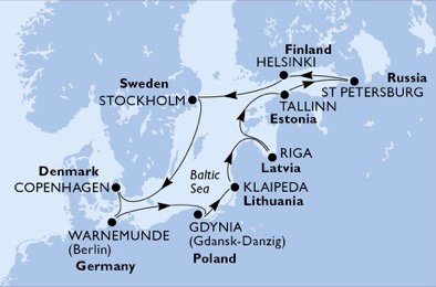 crociera msc U80S itinerario della crociera in
germania, polonia, lituania, lettonia, estonia, russia, finlandia, svezia, danimarca su MSC ORCHESTRA