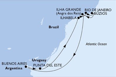 crociera msc U9BD itinerario della crociera in
argentina, uruguay, brasile su MSC ORCHESTRA