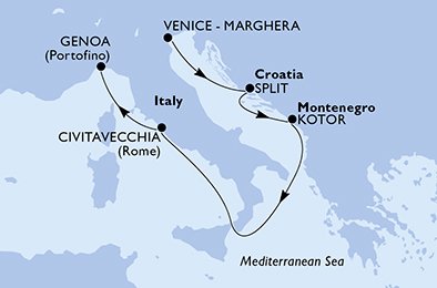 crociera msc U9HD itinerario della crociera in
italia, croazia, montenegro su MSC SINFONIA