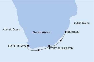 crociera msc U9OQ itinerario della crociera in
sudafrica su MSC MUSICA