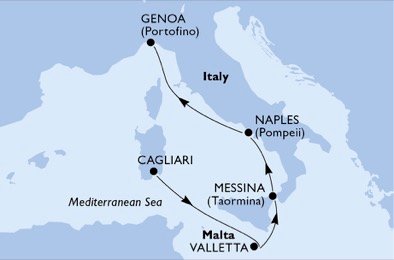 crociera msc U9QW itinerario della crociera in
italia, malta su MSC OPERA