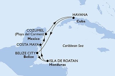 crociera msc U9SP itinerario della crociera in
cuba, belize, honduras, messico su MSC ARMONIA