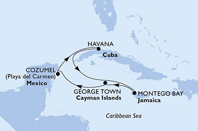 crociera msc UA2G itinerario della crociera in
messico, cuba, giamaica, isole cayman su MSC OPERA