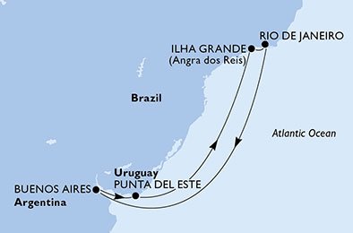 crociera msc UB33 itinerario della crociera in
brasile, argentina, uruguay su MSC FANTASIA