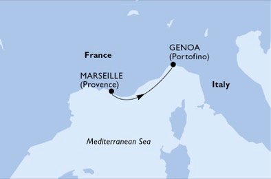 crociera msc UB9L itinerario della crociera in
francia, italia su MSC FANTASIA