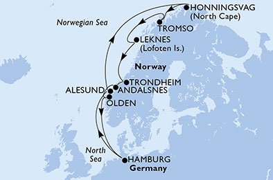 crociera msc UBI6 itinerario della crociera in
germania, norvegia su MSC ORCHESTRA