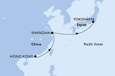 crociera msc UBRY itinerario della crociera in
hong kong, cina, giappone su MSC SPLENDIDA