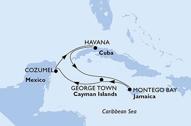 crociera msc UC6G itinerario della crociera in
messico, cuba, giamaica, isole cayman su MSC OPERA