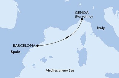 crociera msc UCBQ itinerario della crociera in
spagna, italia su MSC MAGNIFICA