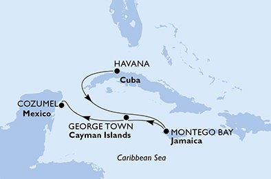 crociera msc UCPS itinerario della crociera in
cuba, giamaica, isole cayman, messico su MSC OPERA