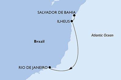 crociera msc UD1R itinerario della crociera in
salvador da bahia, ilheus, rio de janeiro su MSC FANTASIA