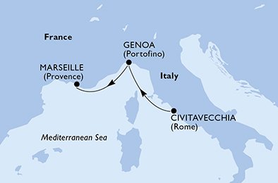 crociera msc UD7G itinerario della crociera in
italia, francia su MSC MAGNIFICA