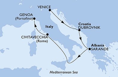 crociera msc UD97 itinerario della crociera in
italia, croazia, albania su MSC ORCHESTRA