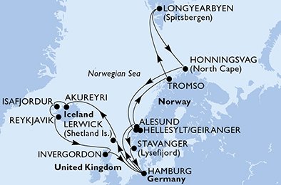 crociera msc UDBX itinerario della crociera in
germania, regno unito, islanda, norvegia, svalbard and jan mayen islands su MSC MERAVIGLIA