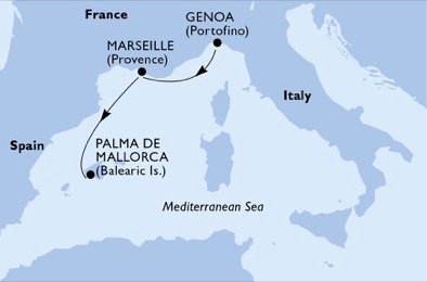 crociera msc UDDM itinerario della crociera in
italia, francia, spagna su MSC FANTASIA