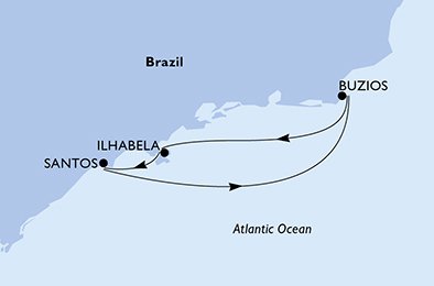 crociera msc UDWC itinerario della crociera in
santos, buzios, ilhabela, santos su MSC SEAVIEW