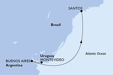 crociera msc UG3S itinerario della crociera in
uruguay, argentina, brasile su MSC SINFONIA