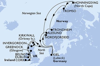 crociera msc UG6F itinerario della crociera in
germania, irlanda, regno unito, norvegia su MSC SPLENDIDA