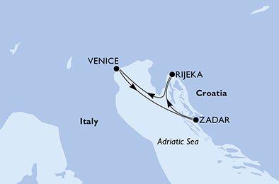 crociera msc UG8L itinerario della crociera in
italia, croazia su MSC LIRICA
