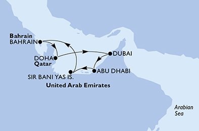 immagine itinerario della crociera in qatar, emirati arabi uniti, bahrain a bordo di msc seaview