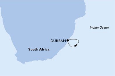 immagine dell´itinerario della crociera in sudafrica a bordo di 
											MSC MUSICA con partenza da Durban il 09/01/21