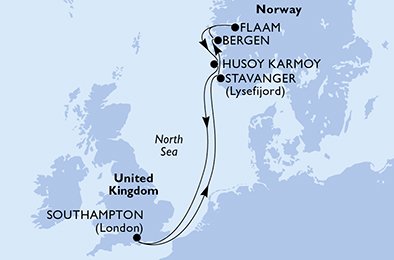 crociera msc UHLM itinerario della crociera in
regno unito, norvegia su MSC MAGNIFICA
