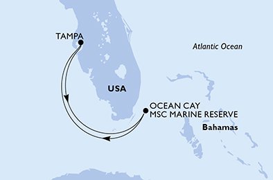 immagine dell´itinerario della crociera in USA, Bahamas a bordo di 
							MSC ARMONIA