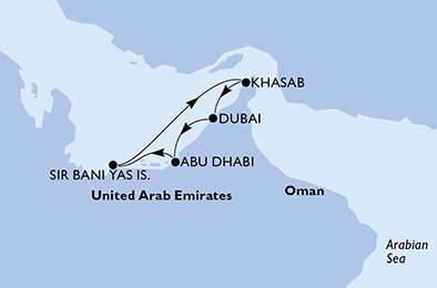 crociera msc UK5X itinerario della crociera in
emirati arabi uniti, oman su MSC OPERA