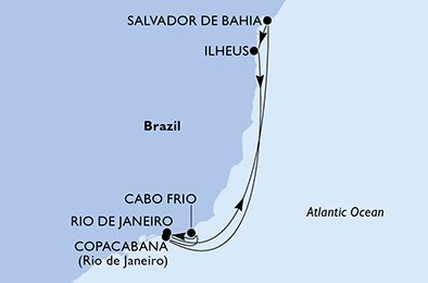 Rio de Janeiro, Salvador, Ilhéus, Copacabana, Cabo Frio, Rio de Janeiro