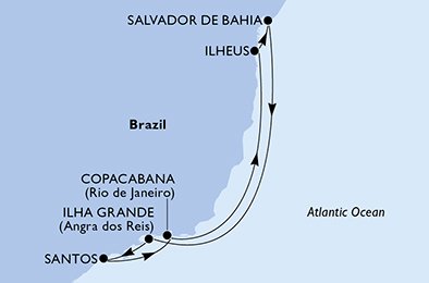 Santos, Copacabana, Ilhéus, Salvador, Ilha Grande, Santos