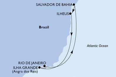 Rio de Janeiro,Salvador,Ilheus,Ilha Grande,Rio de Janeiro