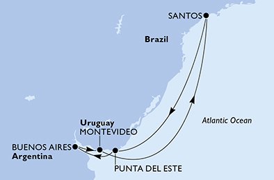 Santos,Punta Del Este,Buenos Aires,Montevideo,Santos