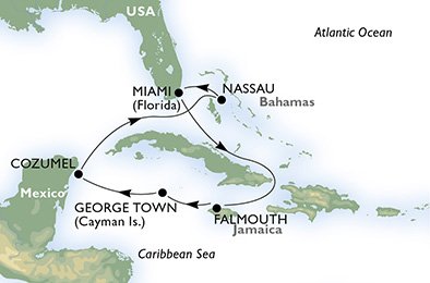 Estados Unidos, Jamaica, Ilhas Cayman, México, Bahamas