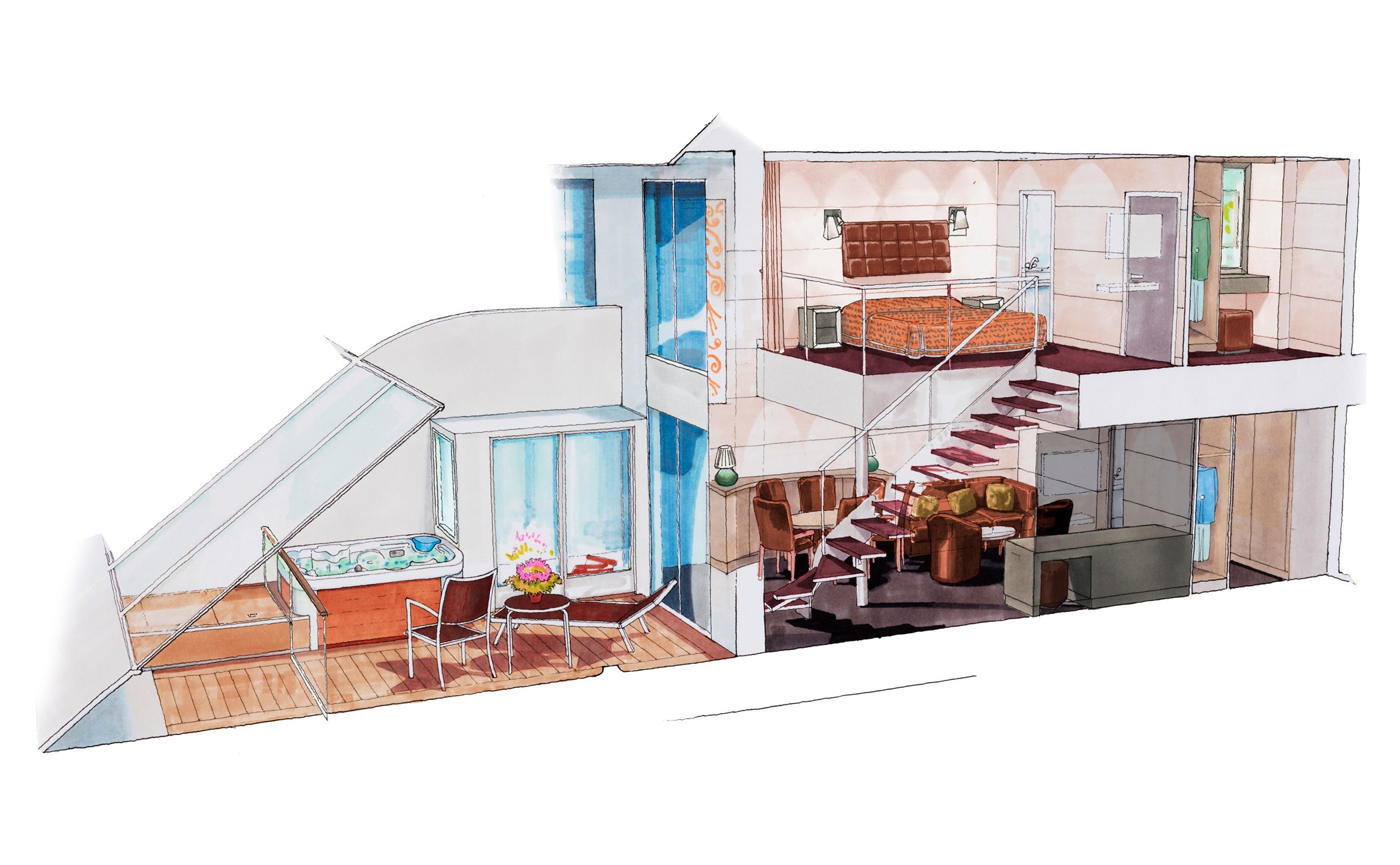 MSC Meraviglia Cabin: Duplex Suite 08 3d MSC Meraviglia Cabin: Duplex Suite 08 3d