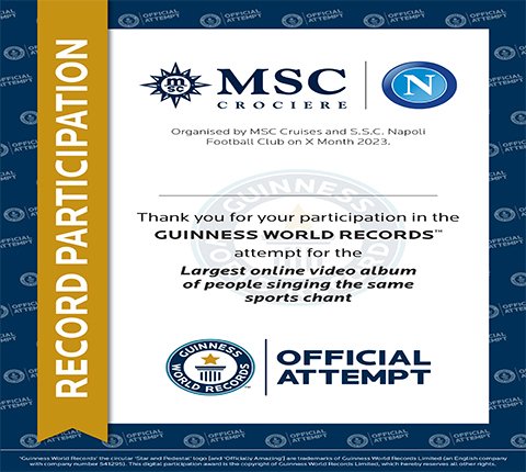 Certificato Digitale Guinness World Records | MSC Crociere