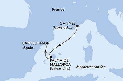 2 Noches por Francia, España a bordo del MSC Seaview