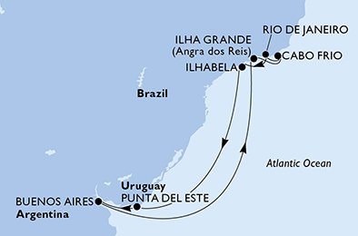 9 Noches por Argentina, Brasil, Uruguay a bordo del MSC Musica