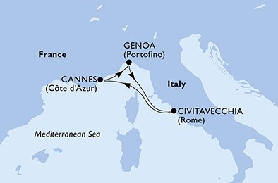 3 Noches por Italia, Francia a bordo del MSC Orchestra