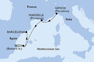 3 Noches por Italia, Francia, España a bordo del MSC Orchestra