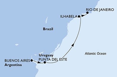 5 Noches por Argentina, Uruguay, Brasil a bordo del MSC Fantasia