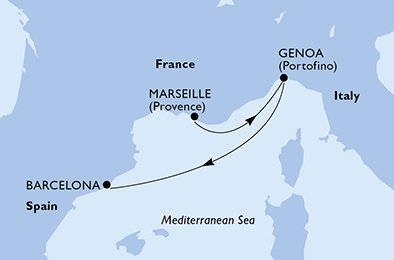 2 Noches por Francia, Italia, España a bordo del MSC Musica