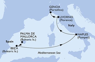 5 Noches por España, Italia a bordo del MSC Fantasia