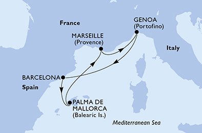 4 Noches por Italia, España, Francia a bordo del MSC Opera